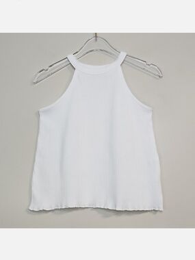 3/$15 Zara Girls White Ribbed Cropped Halter Tank, Size 5 ~ EUC